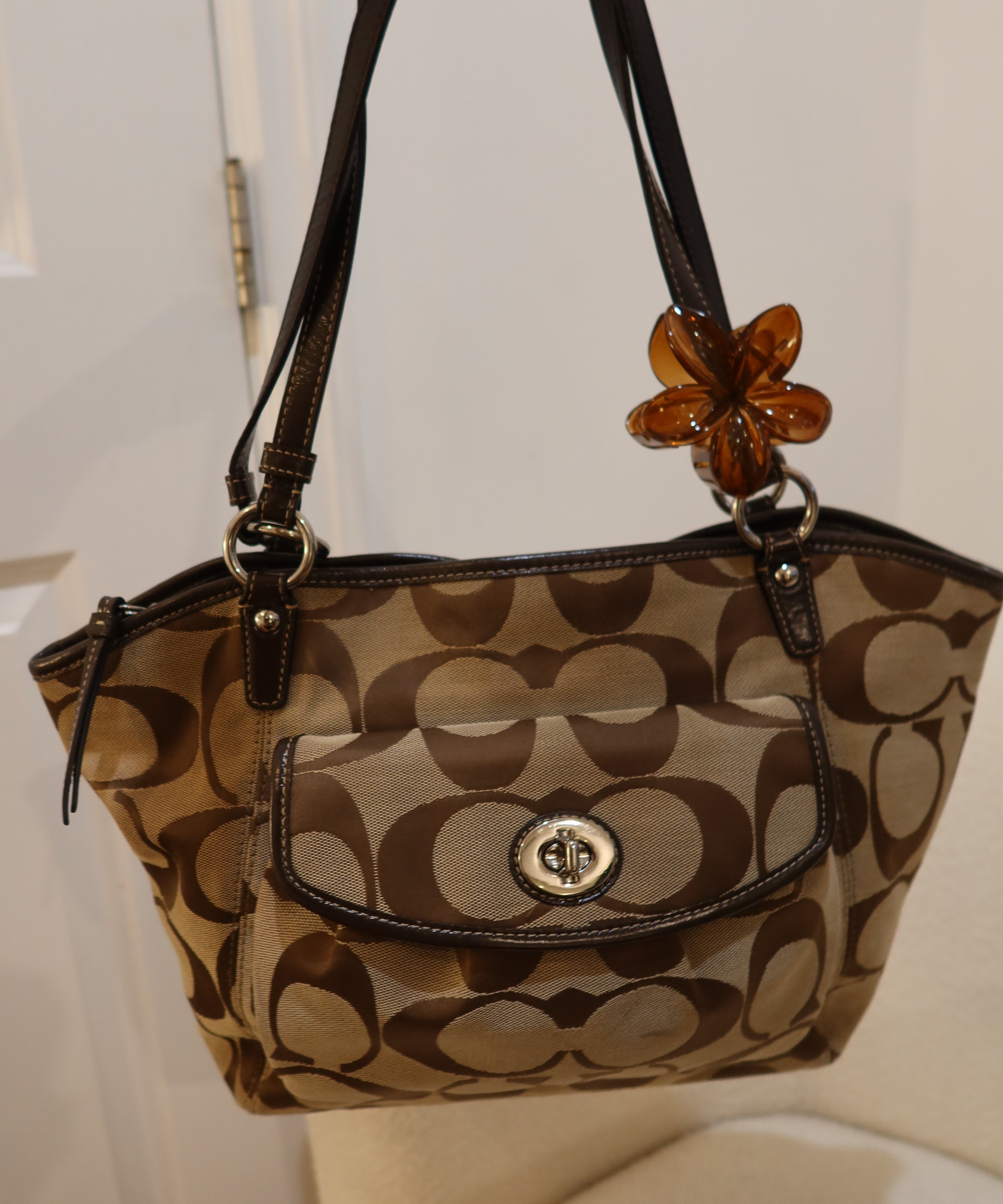 Coach Brown Signature Leah Tote Bag