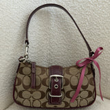 Rare Coach Purple Trim Signature Demi Hamptons Buckle Bag