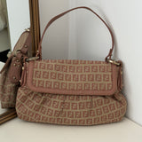 Pink Fendi Zucca Chef Shoulder Bag