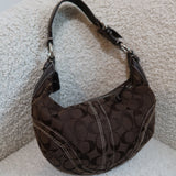 Coach Brown Canvas Mini Hobo Bag
