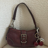 Rare Coach Maroon Leather Demi Hamptons Buckle Bag