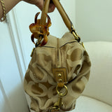 Beige Coach Signature Op Art Sabrina Madison Bag