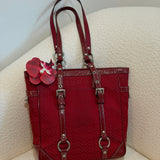 Coach Red Signature Tote Bag