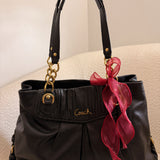 Coach Black Leather Ashley Carry-All Bag