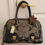 Coach Poppy Signature Pushlock Satchel Bag