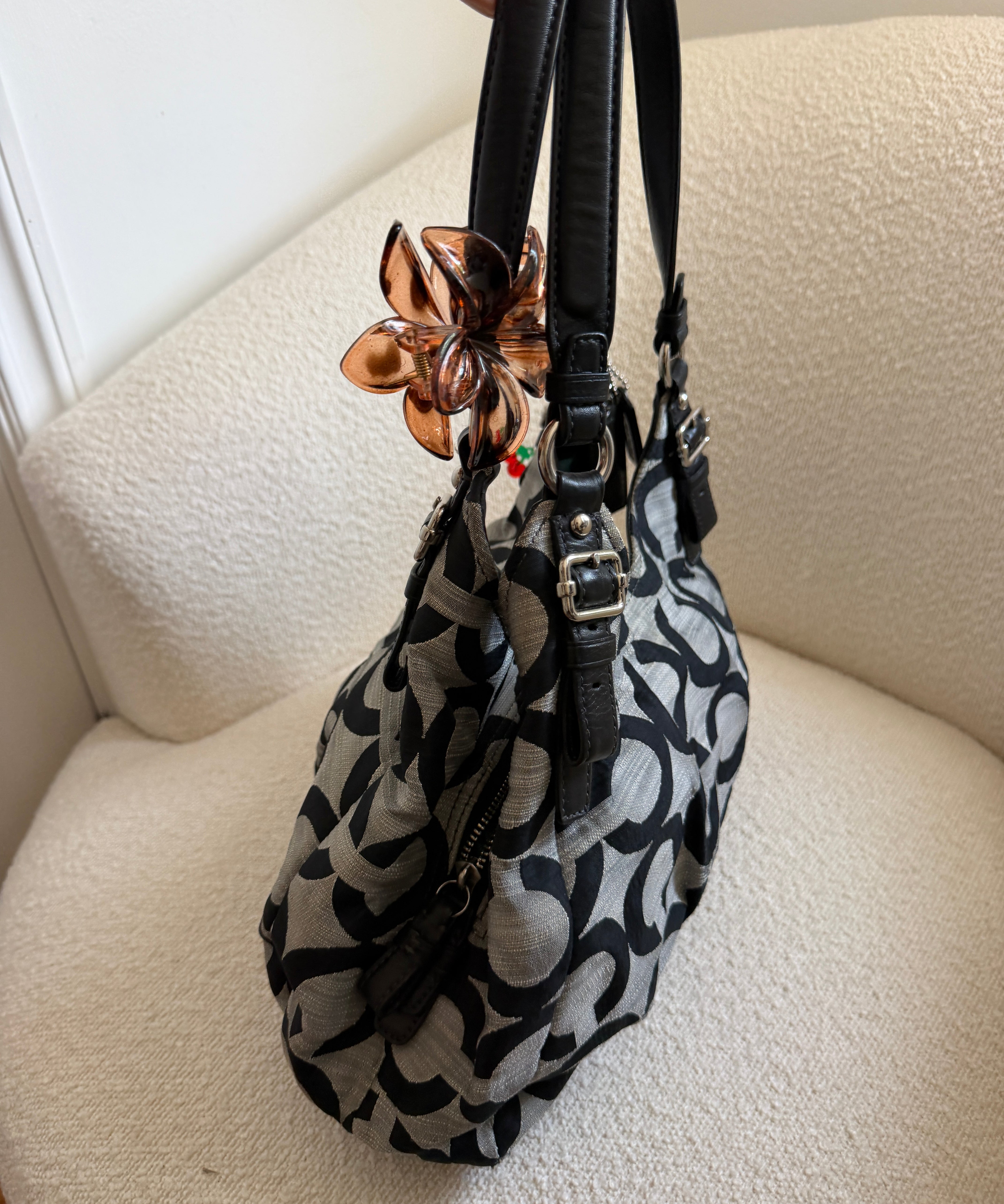 Coach Grey Op Art Signature Maggie Bag