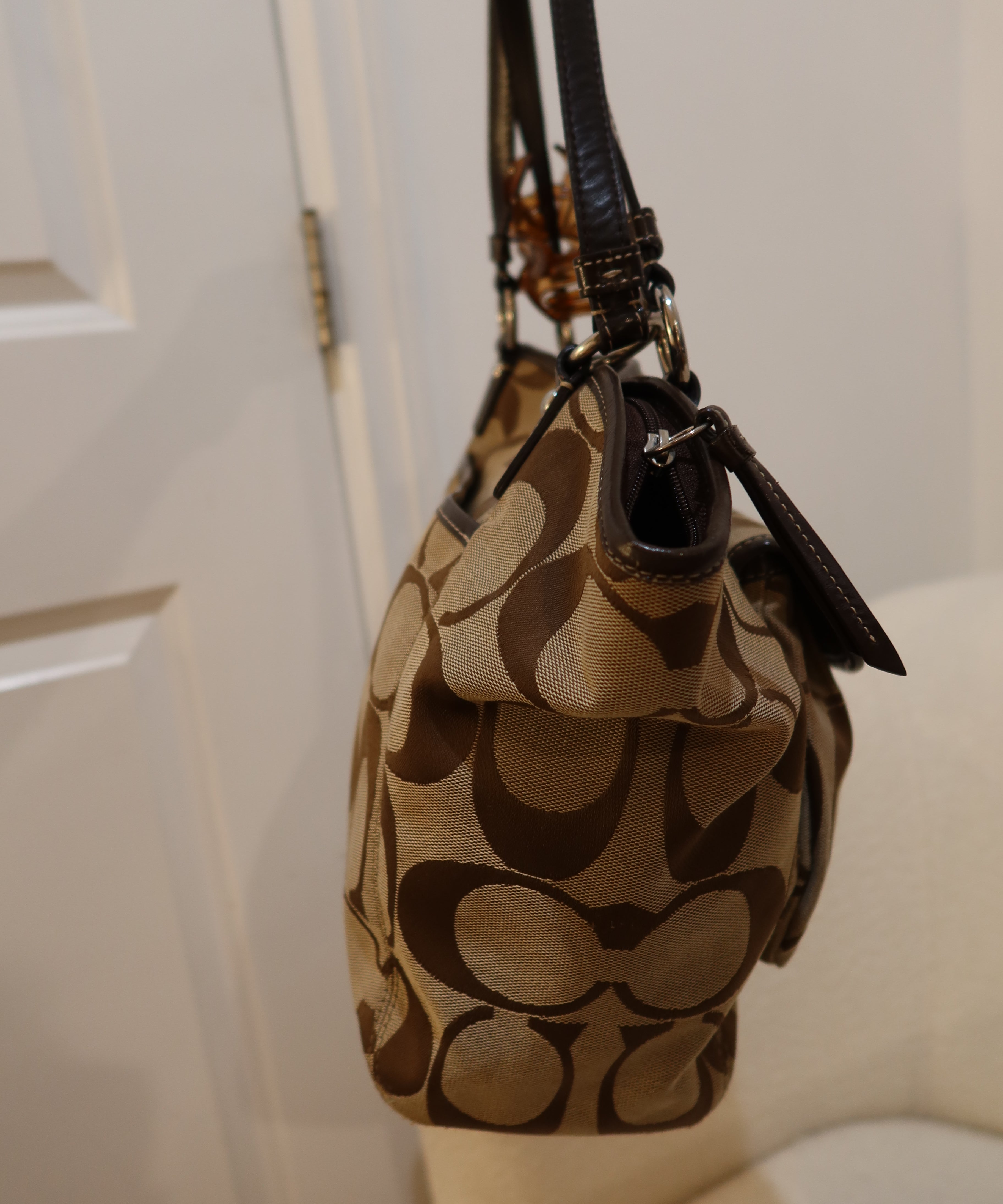 Coach Brown Signature Leah Tote Bag