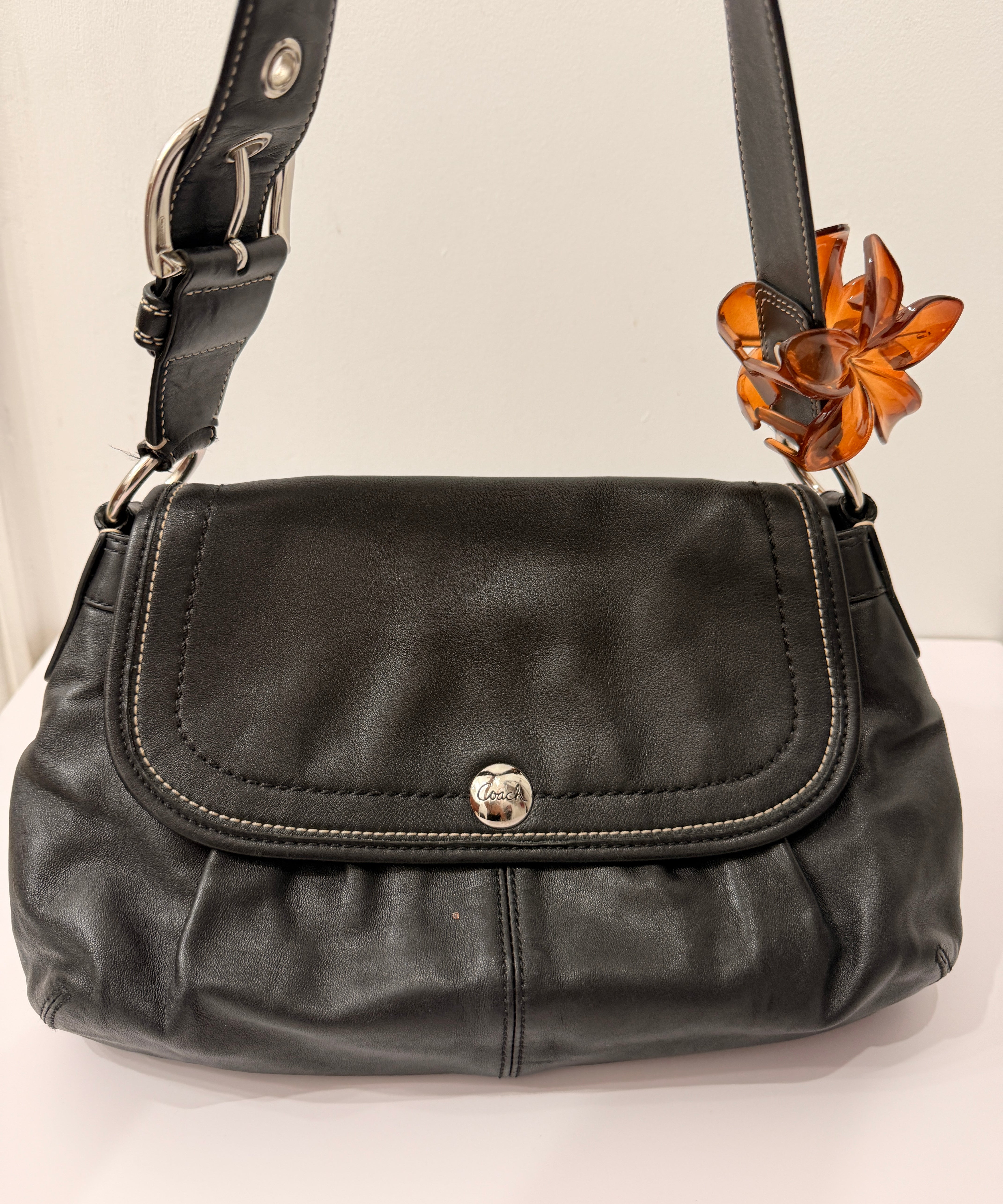 Coach Black Leather  Pleated Soho Bag