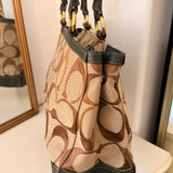 Coach Green Trim Signature Tote Bag