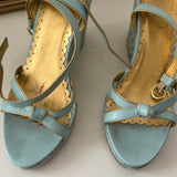 Coach Blue Peep-Toe Cathleen Wedges (7)