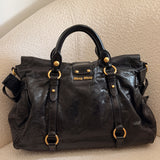 Miu Miu Black Vitello Lux Leather Bag