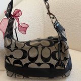 Black Signature Coach Stripe Shoulder Bag