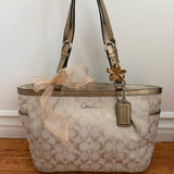 Champagne Coach Signature Tote Bag