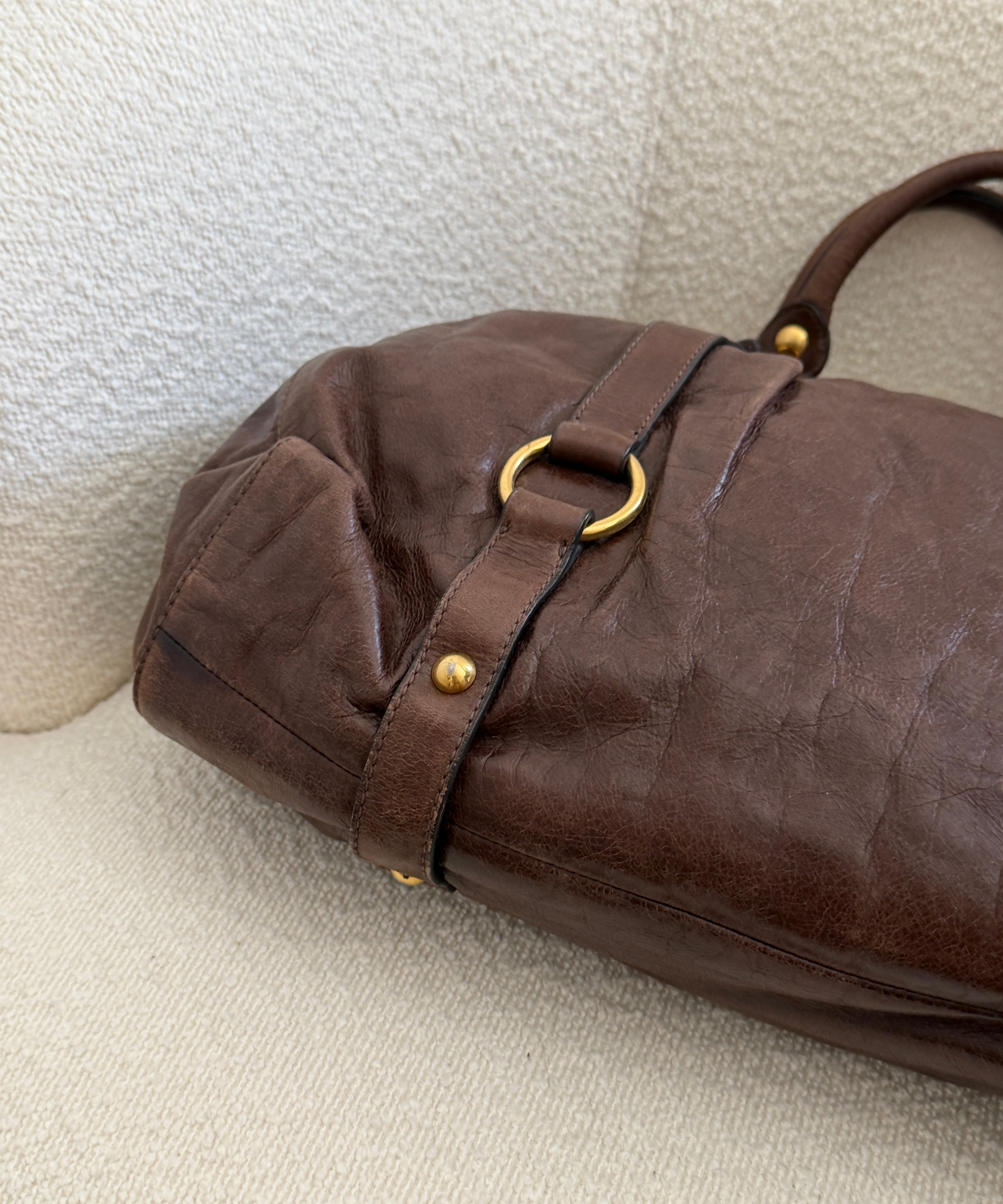 Miu Miu Brown Vitello XL Leather Bag