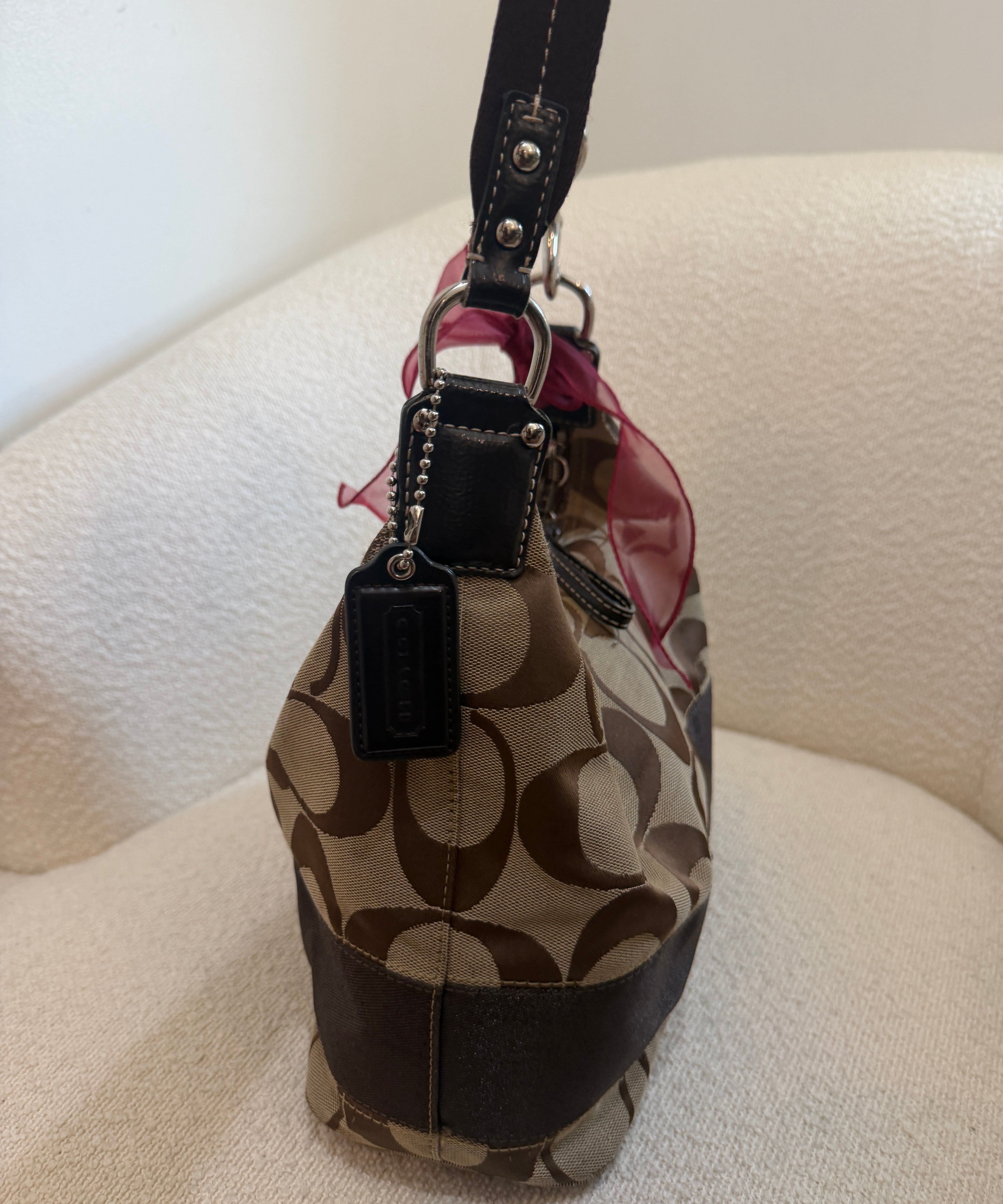 Coach Brown Stripe Signature Shoulder Bag