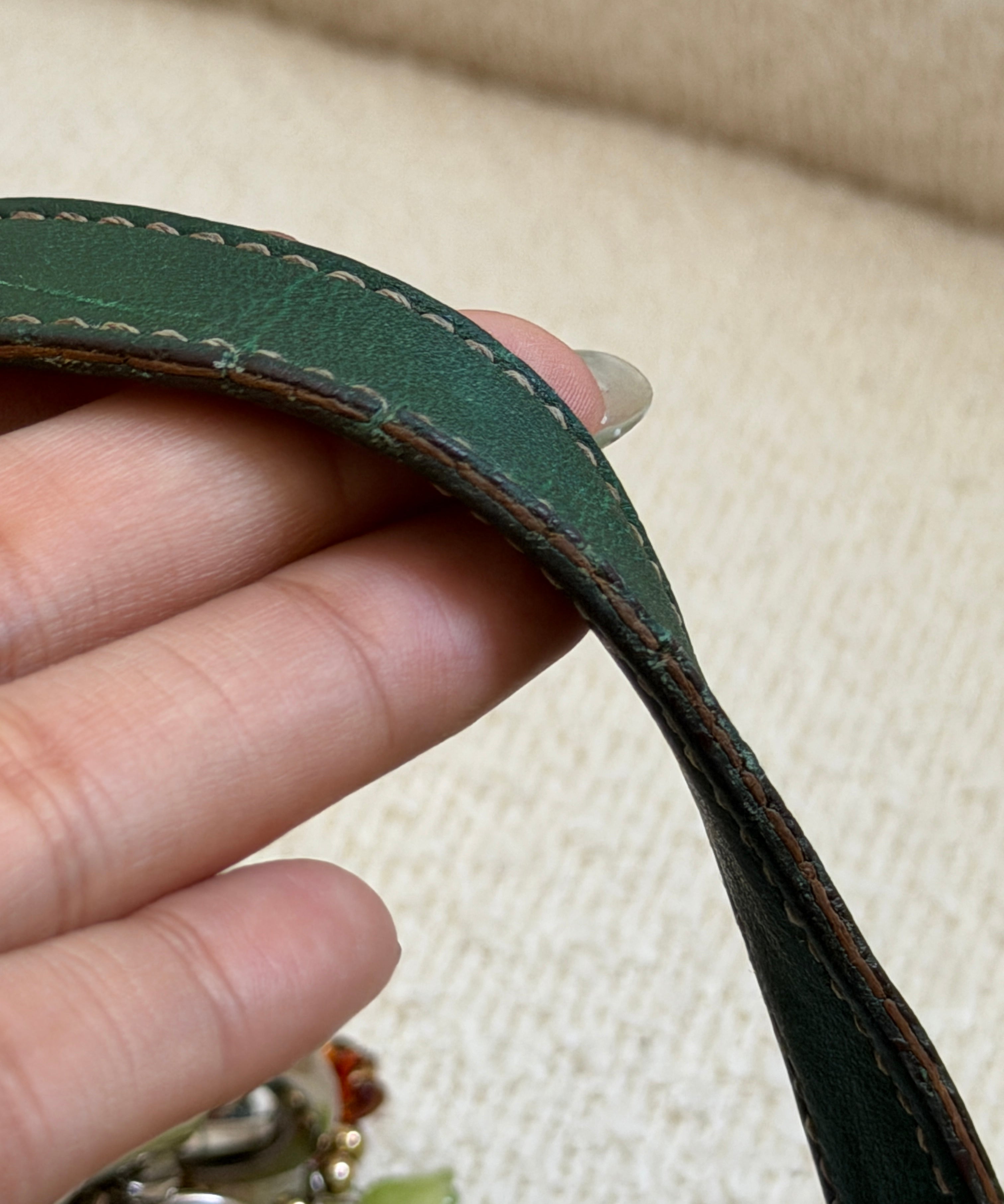 Rare Coach Green Leather Demi Hamptons Buckle Bag