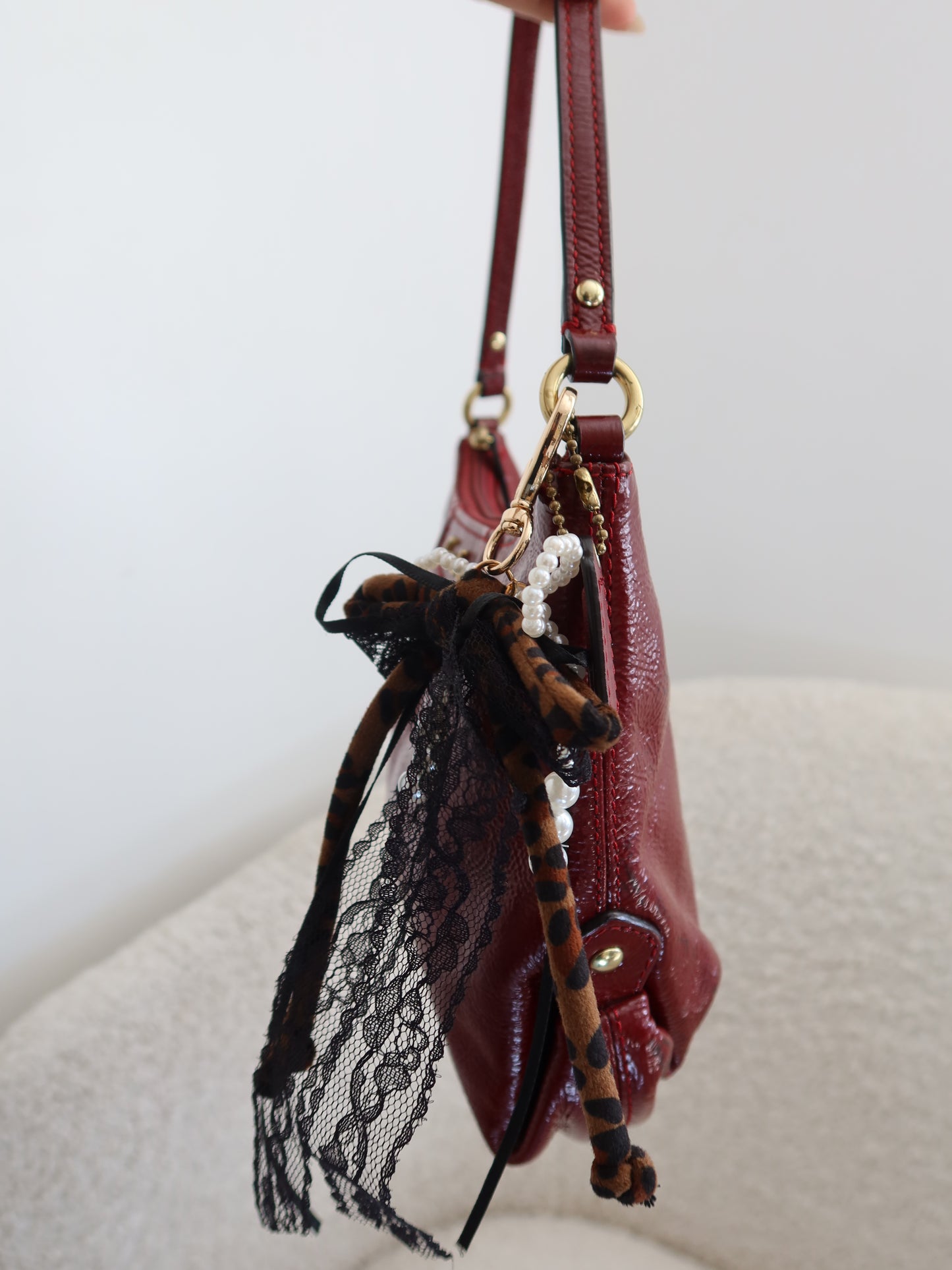 Burgundy Coach Patent Mini Bag