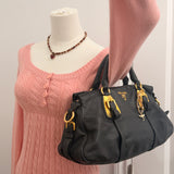 Black Leather Prada Shoulder Bag