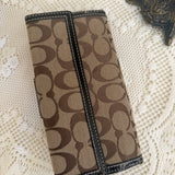 Coach Brown Turnlock Signature Wallet