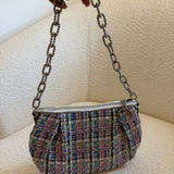 Rare Coach Multicolor Tweed Lurex Clipped Shoulder Bag