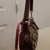 Rare Coach Purple Trim Signature Demi Hamptons Buckle Bag