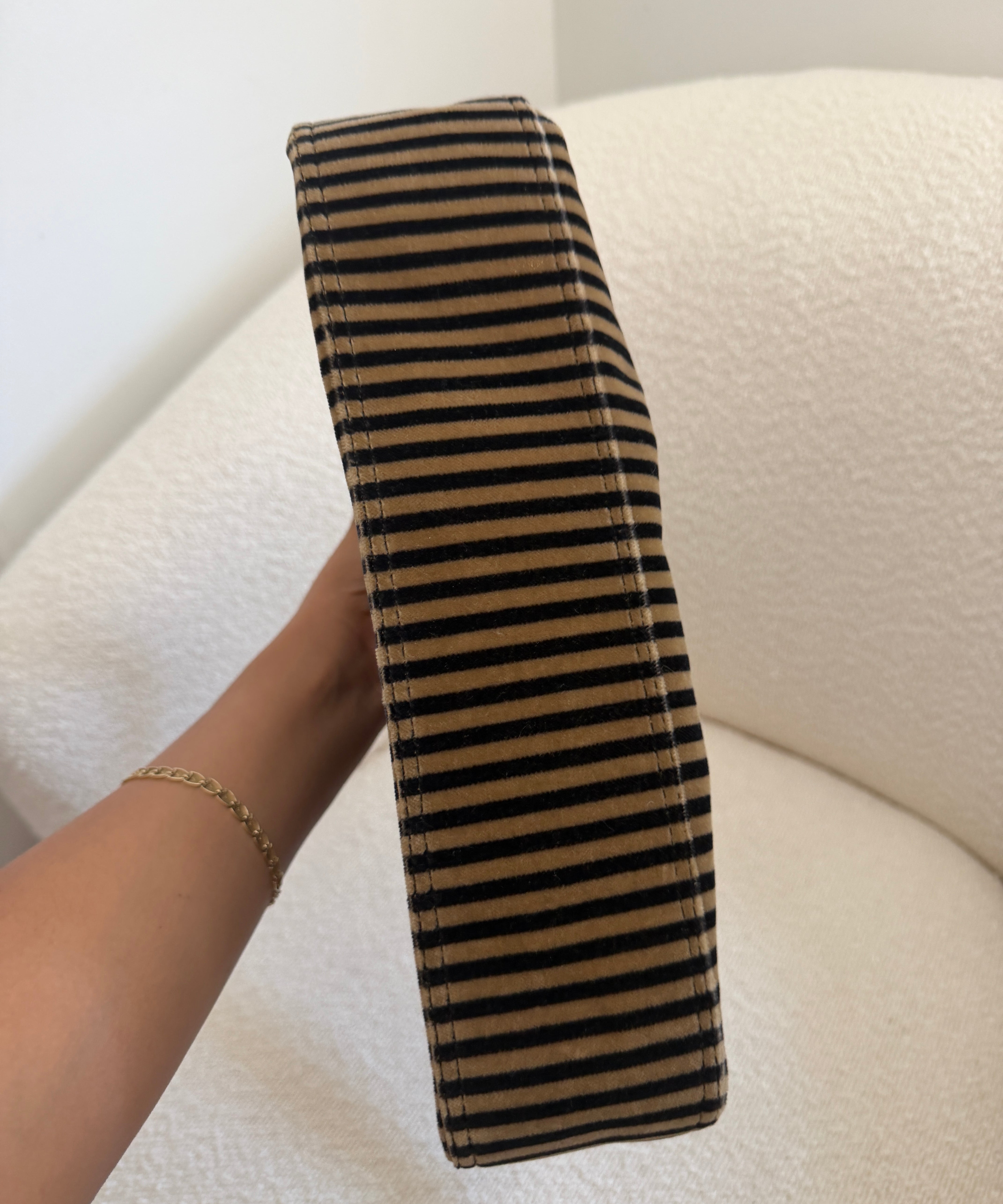 Fendi Velvet Striped B Bis Shoulder Bag