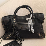 Black Balenciaga Mesh Calfskin Palladium Hardware City Bag