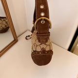 Rare Coach Signature Brown Studded Mini Hobo Bag
