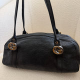 Black Leather Gucci Bowler Shoulder Bag