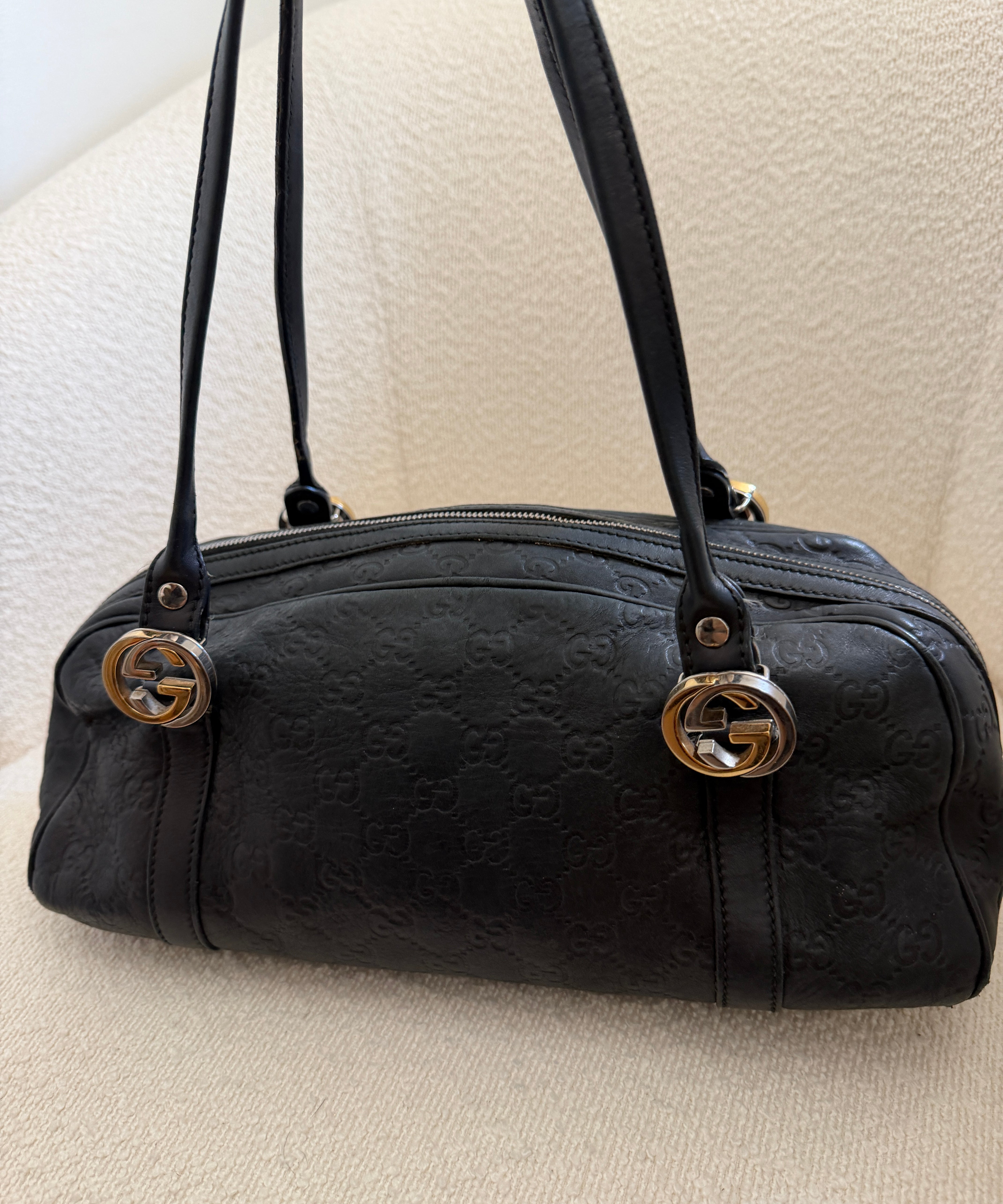 Black Leather Gucci Bowler Shoulder Bag