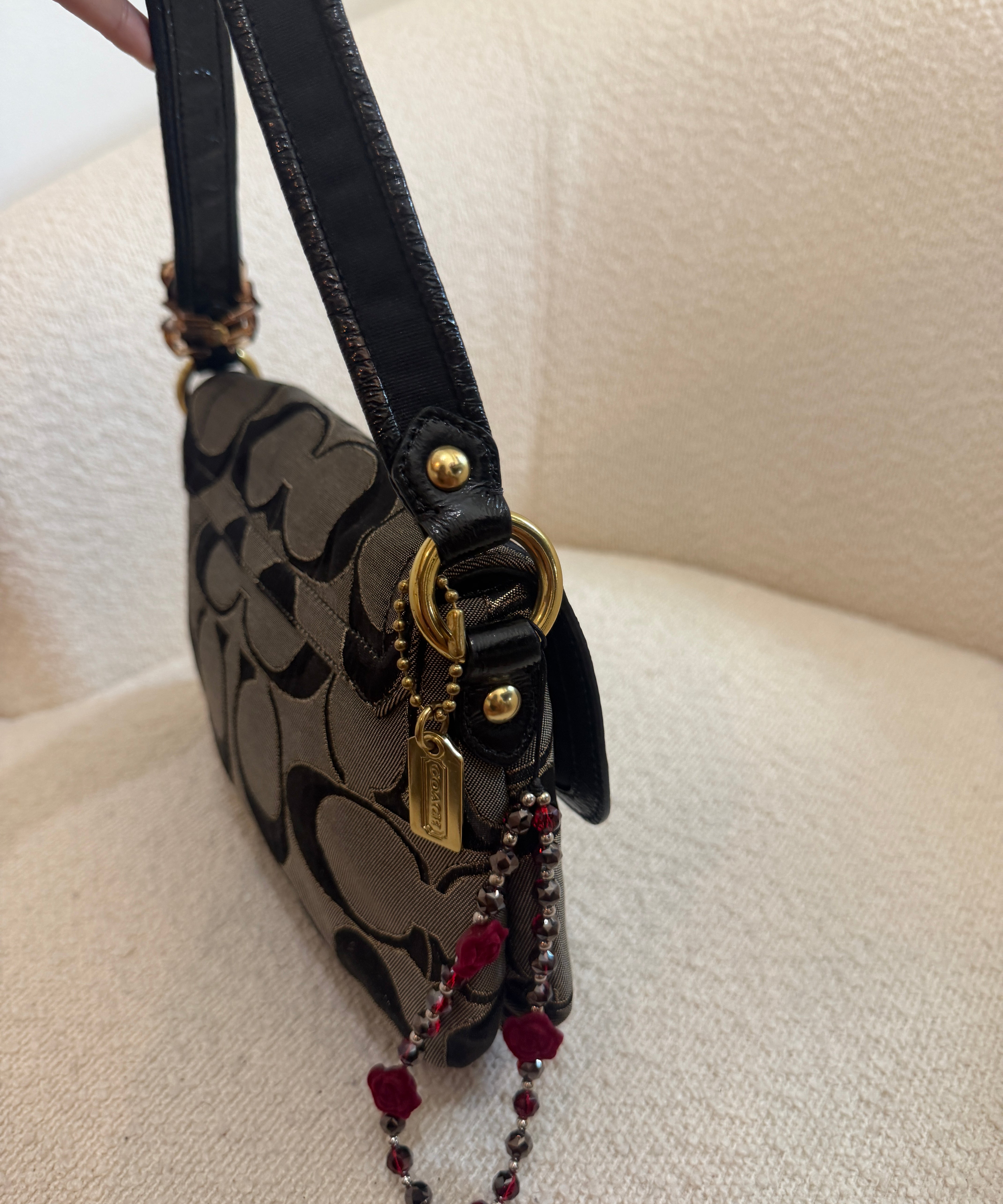 Grey Coach Poppy Pushlock Bag