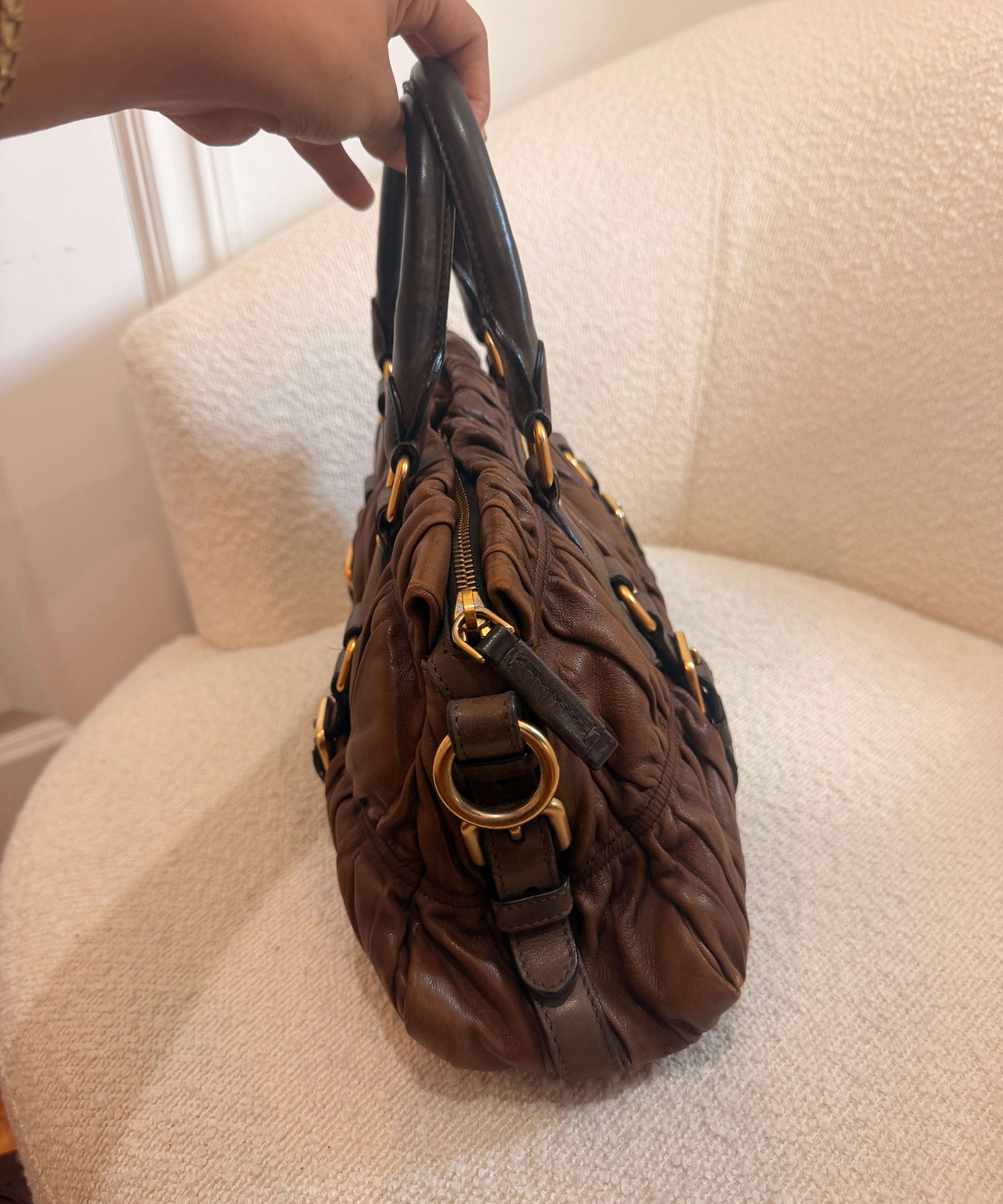 Brown Prada Nappa Shoulder Bag