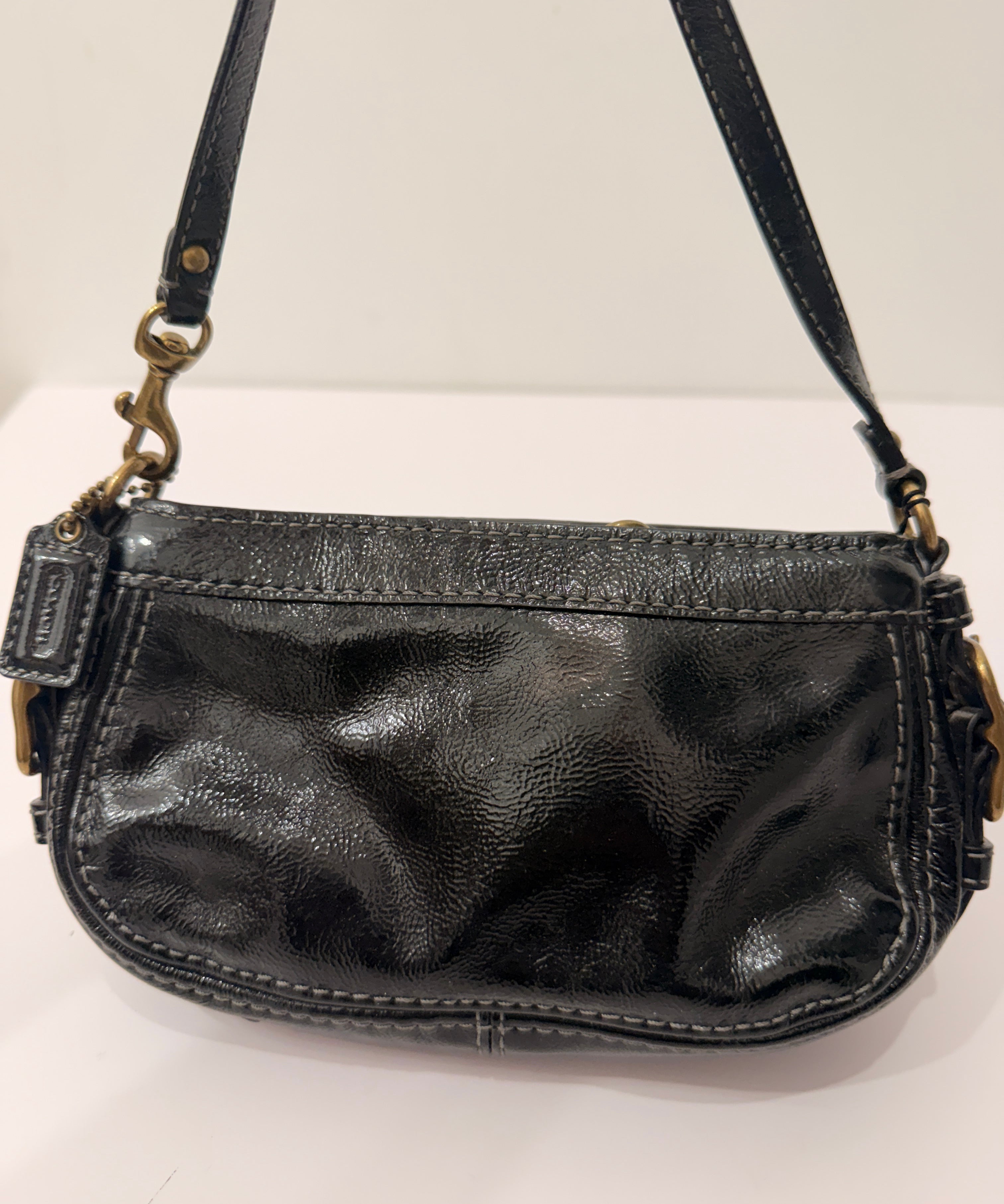 Coach Black Patent Micro Zoe Bag