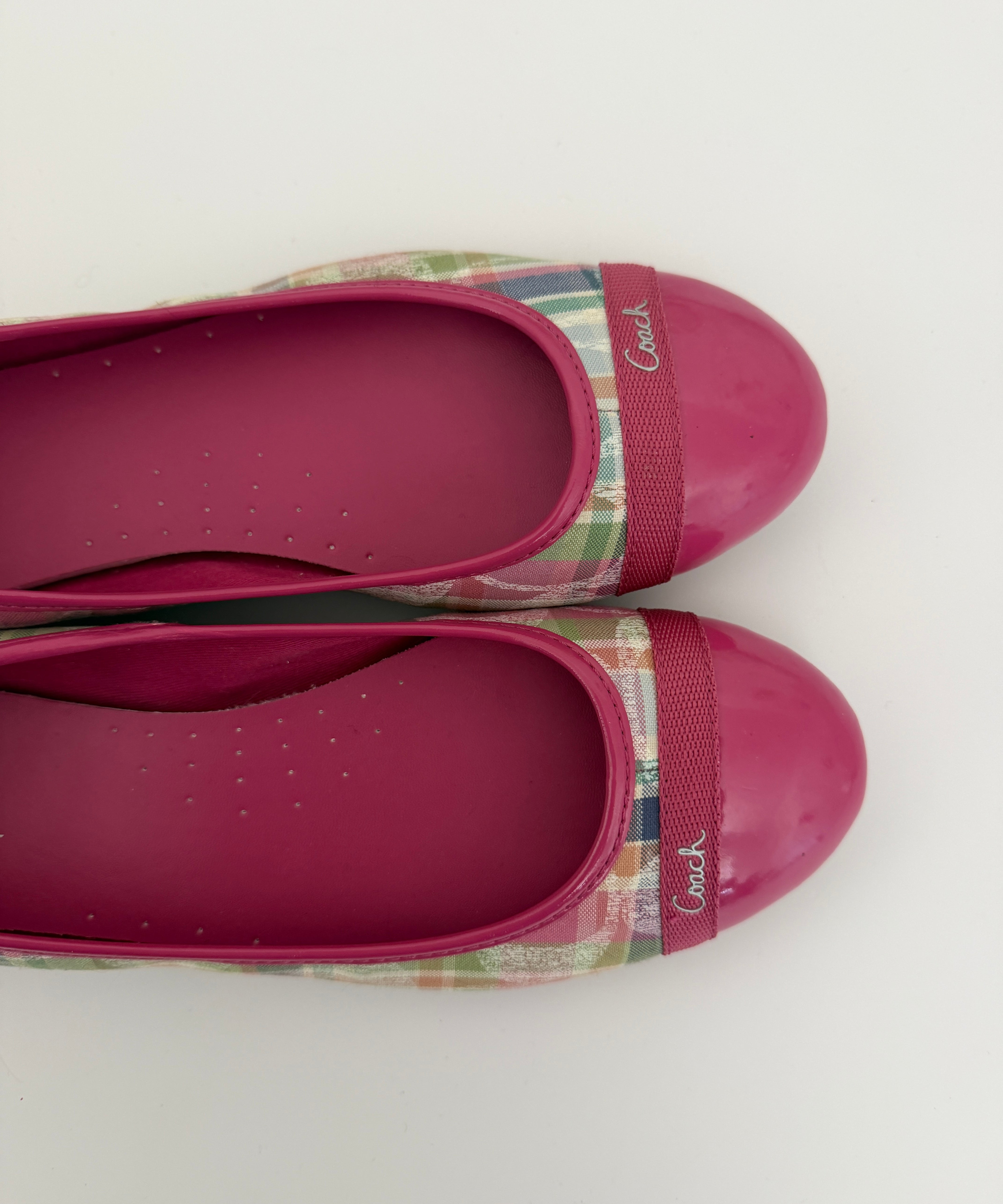 Coach Madras Plaid Poppy Ballet Flats