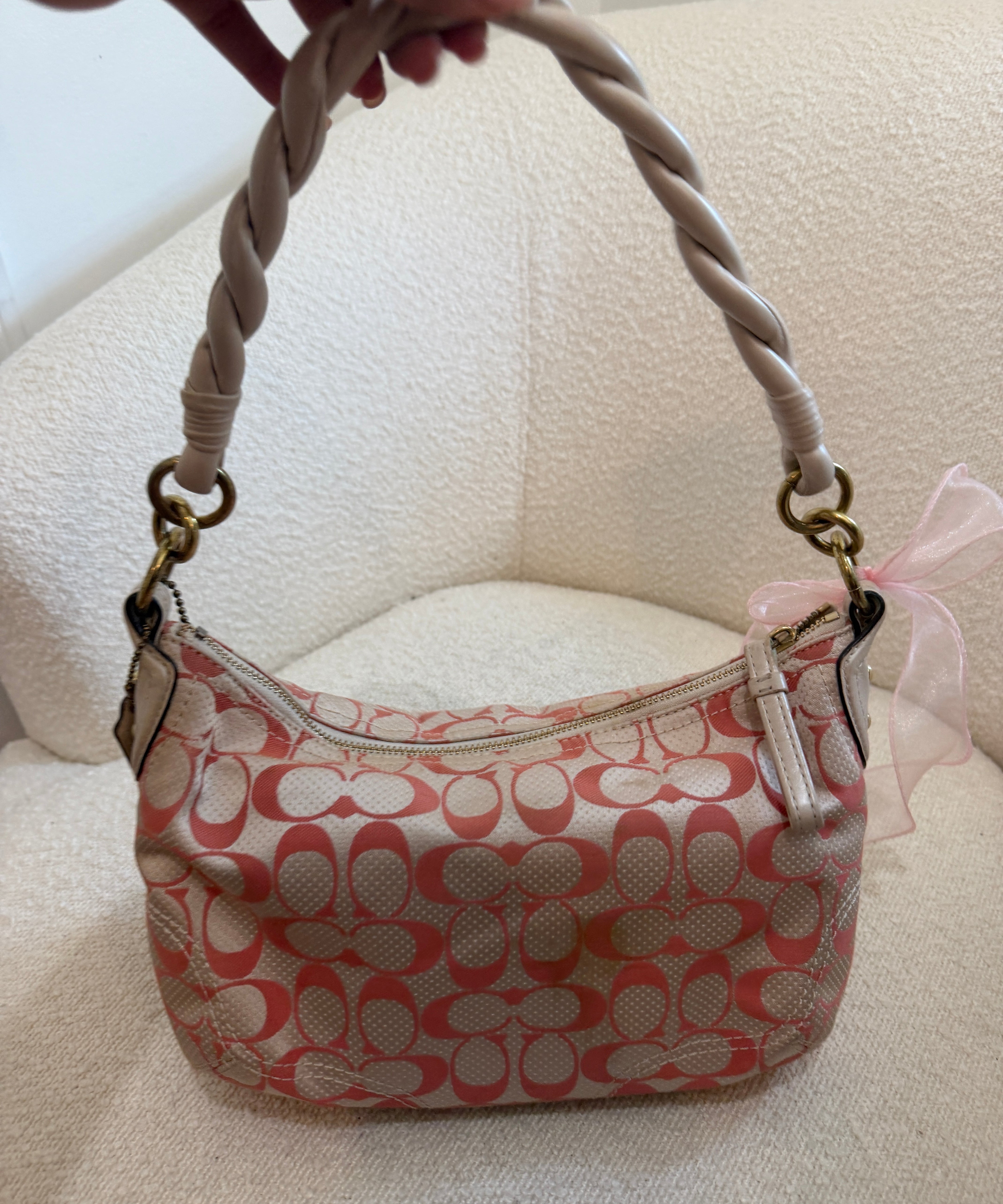Rare Coach Polka Dot Braided Shoulder Bag