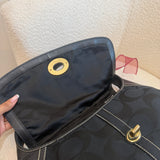 Coach Black Signature Turnlock Ergo Flap Bag