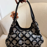 Coach Grey Op Art Signature Maggie Bag