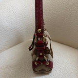 Rare Coach Red Trim Monogram Mini Carly Bag