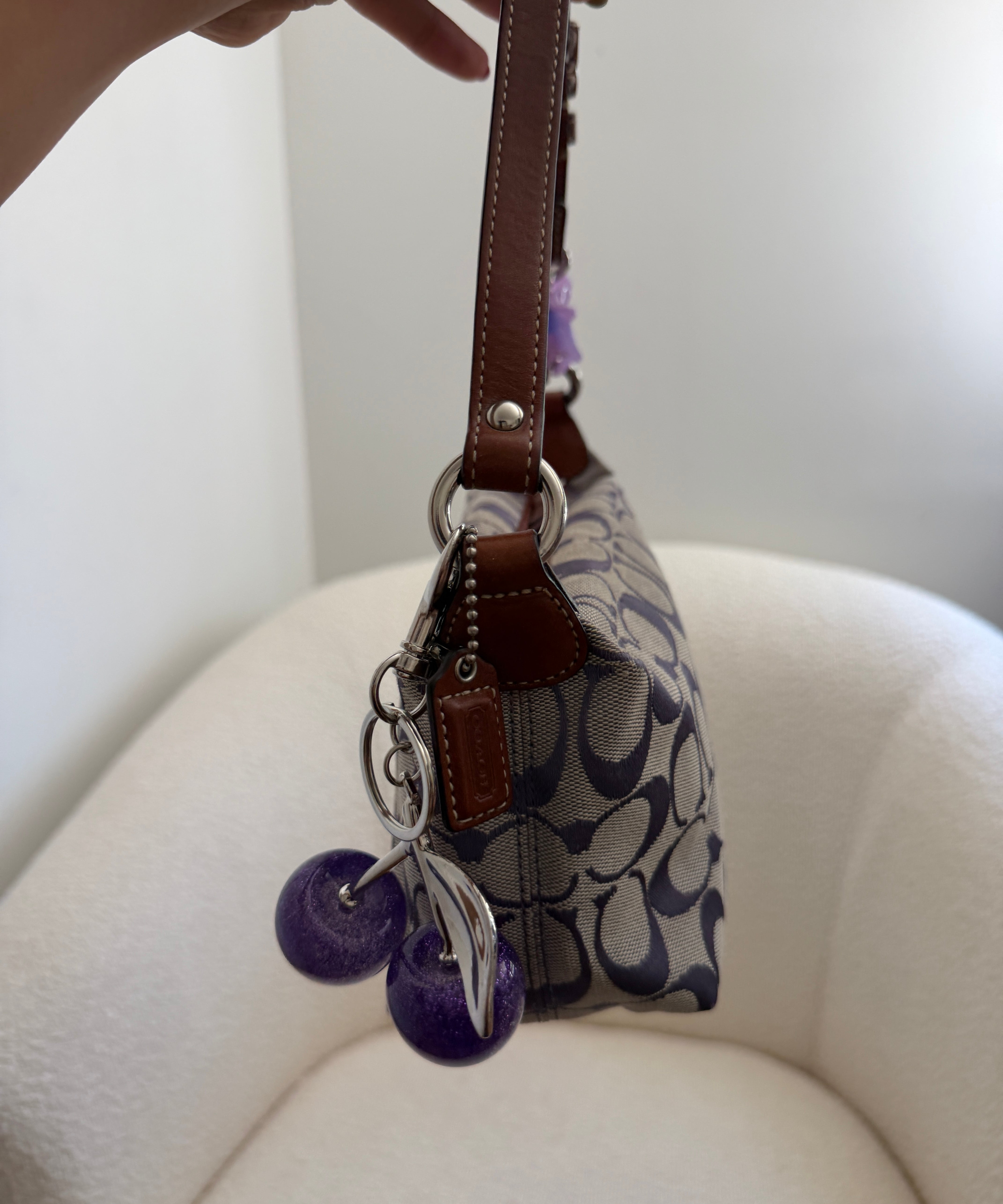 Coach Signature Purple Demi Shoulder Bag