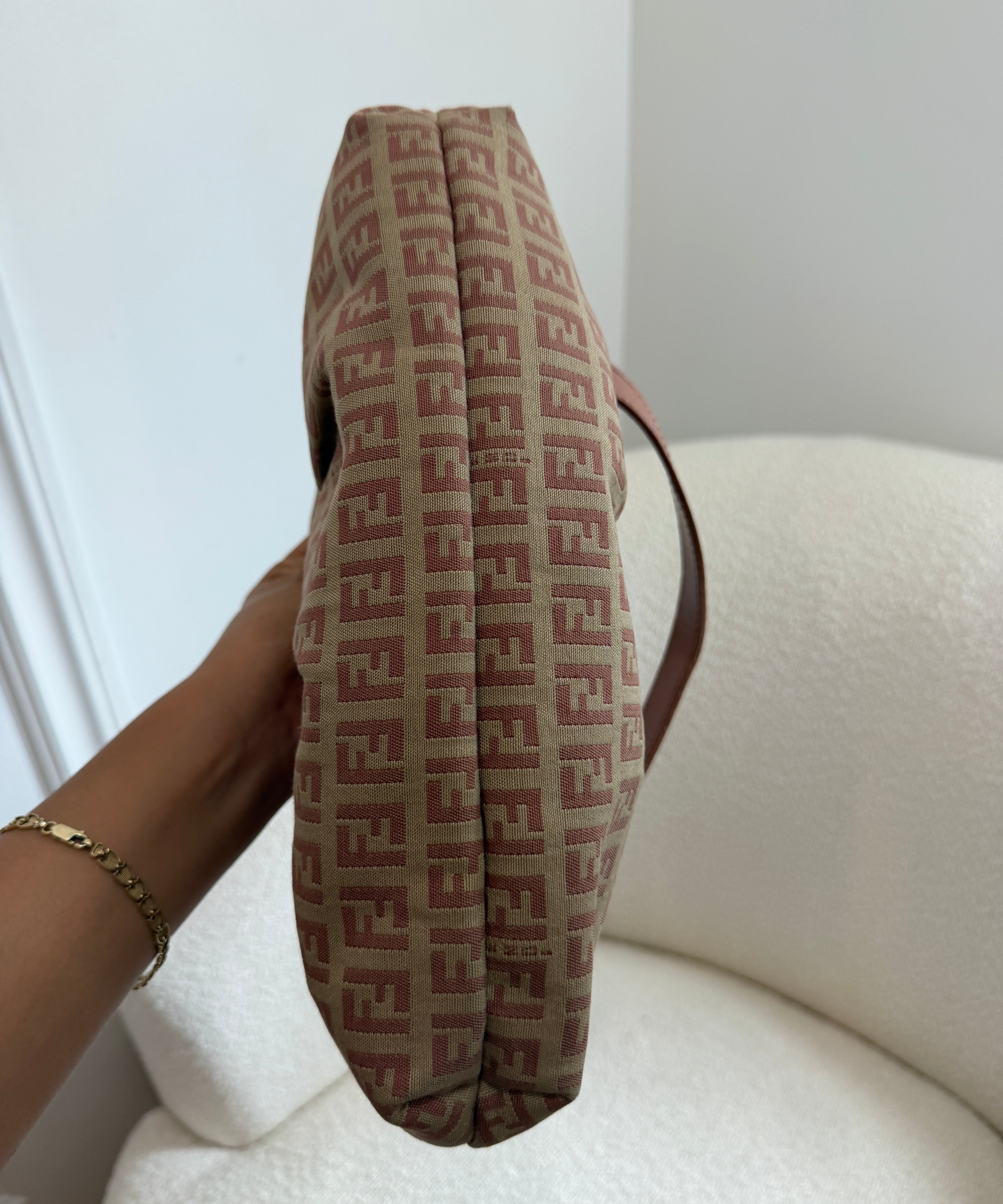 Pink Fendi Zucca Chef Shoulder Bag