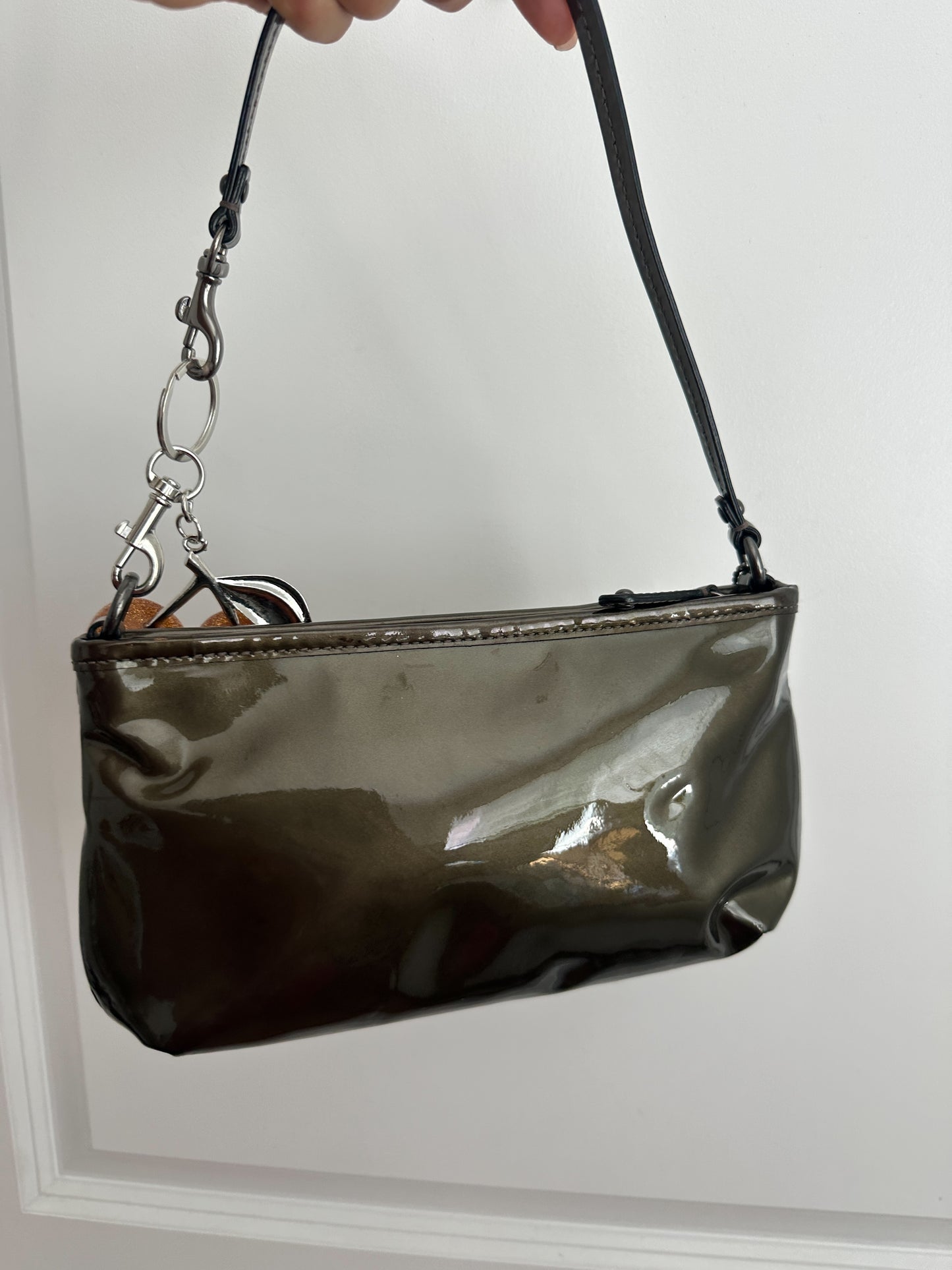 Coach Olive Green Patent Leather Mini Bag