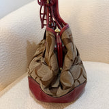 Coach Red Trim Canvas Ergo Kisslock Bag