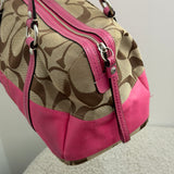 Coach Pink Stripe Signature Boston Bag