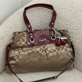 Coach Burgundy Signature Ashley Carry-All Bag