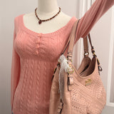 Coach Pink Leather Eyelet Maggie Shoulder Bag