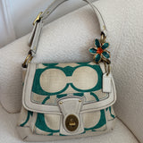 Coach Teal Canvas Ali Legacy Turnlock Bag