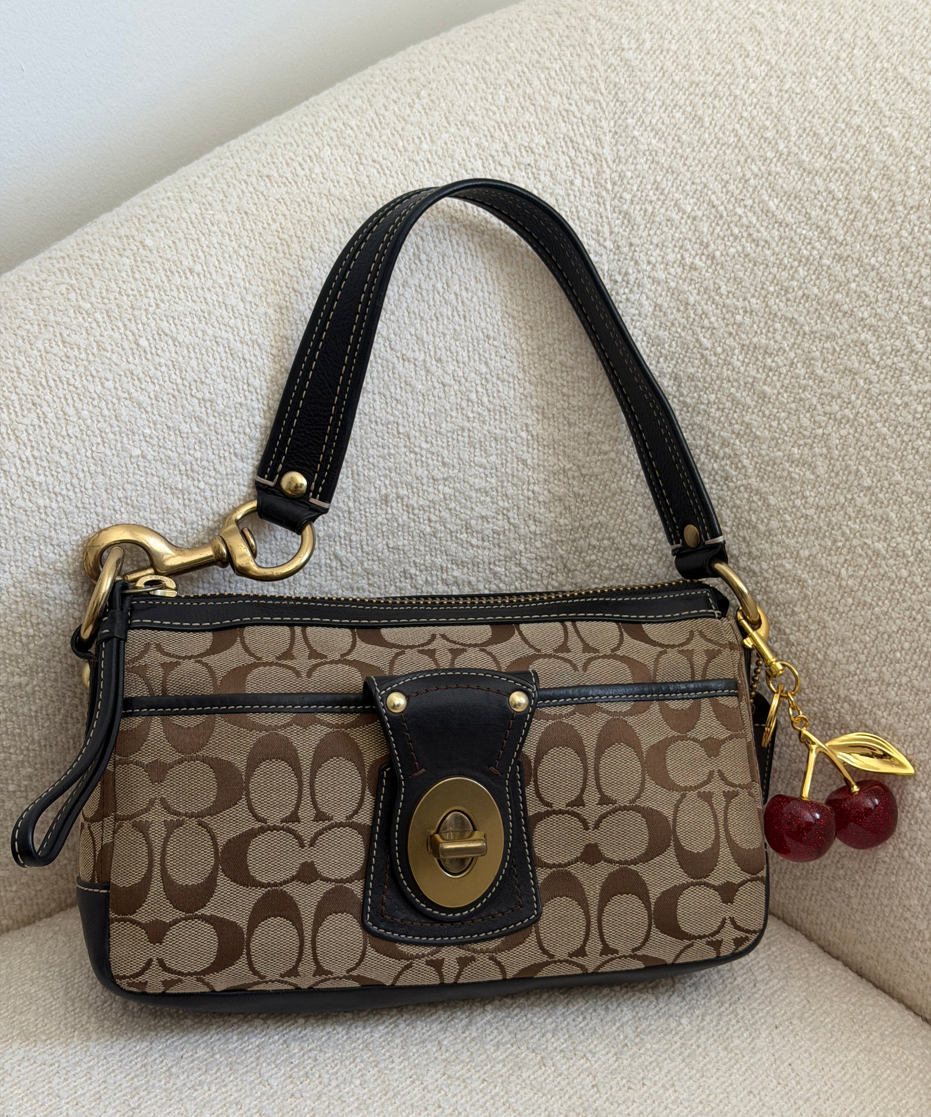 Coach Brown Signature Legacy Turnlock Bag