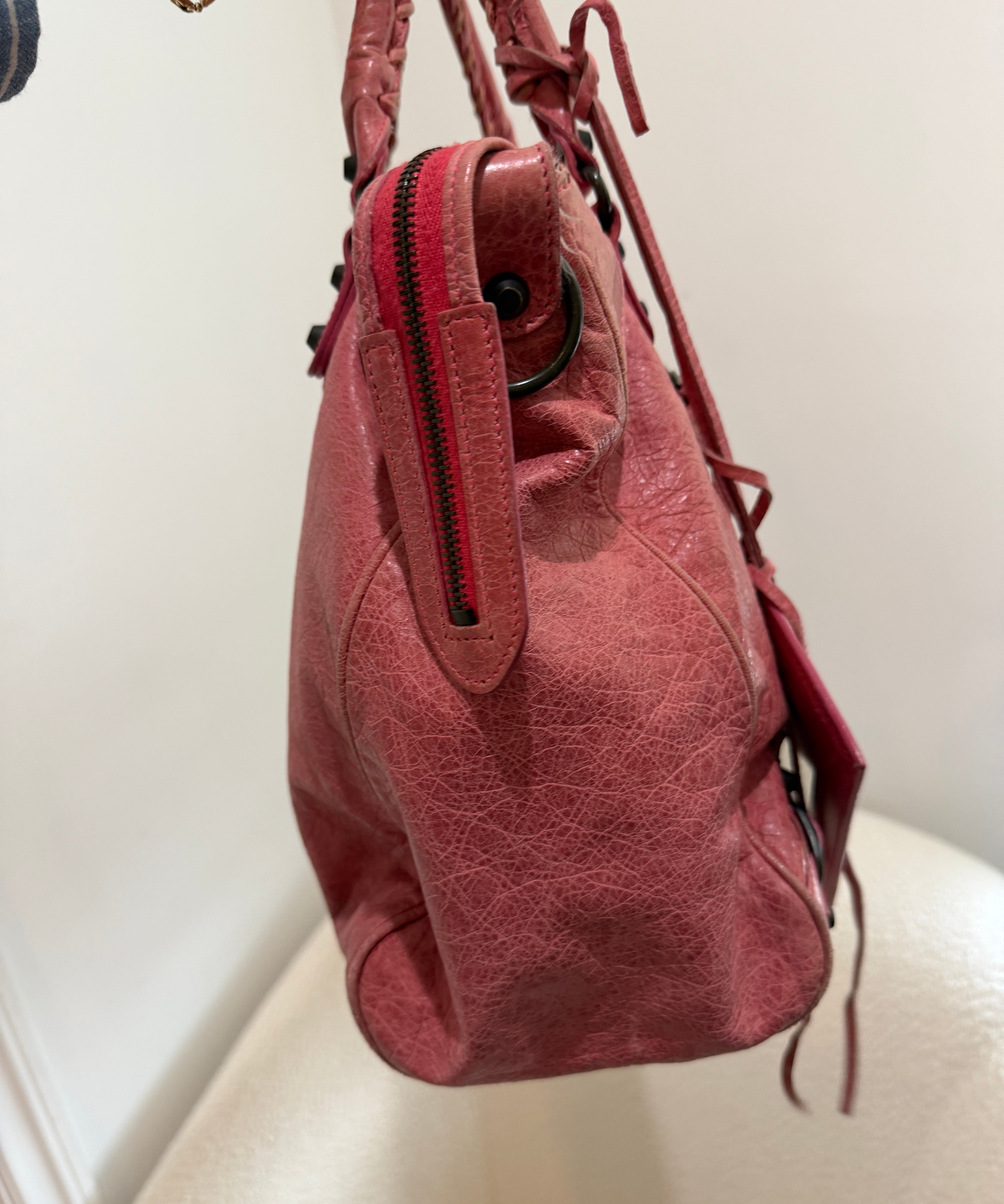 Pink Balenciaga MotoCross City Bag
