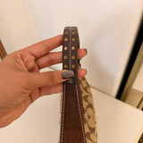 Rare Coach Signature Brown Studded Mini Hobo Bag