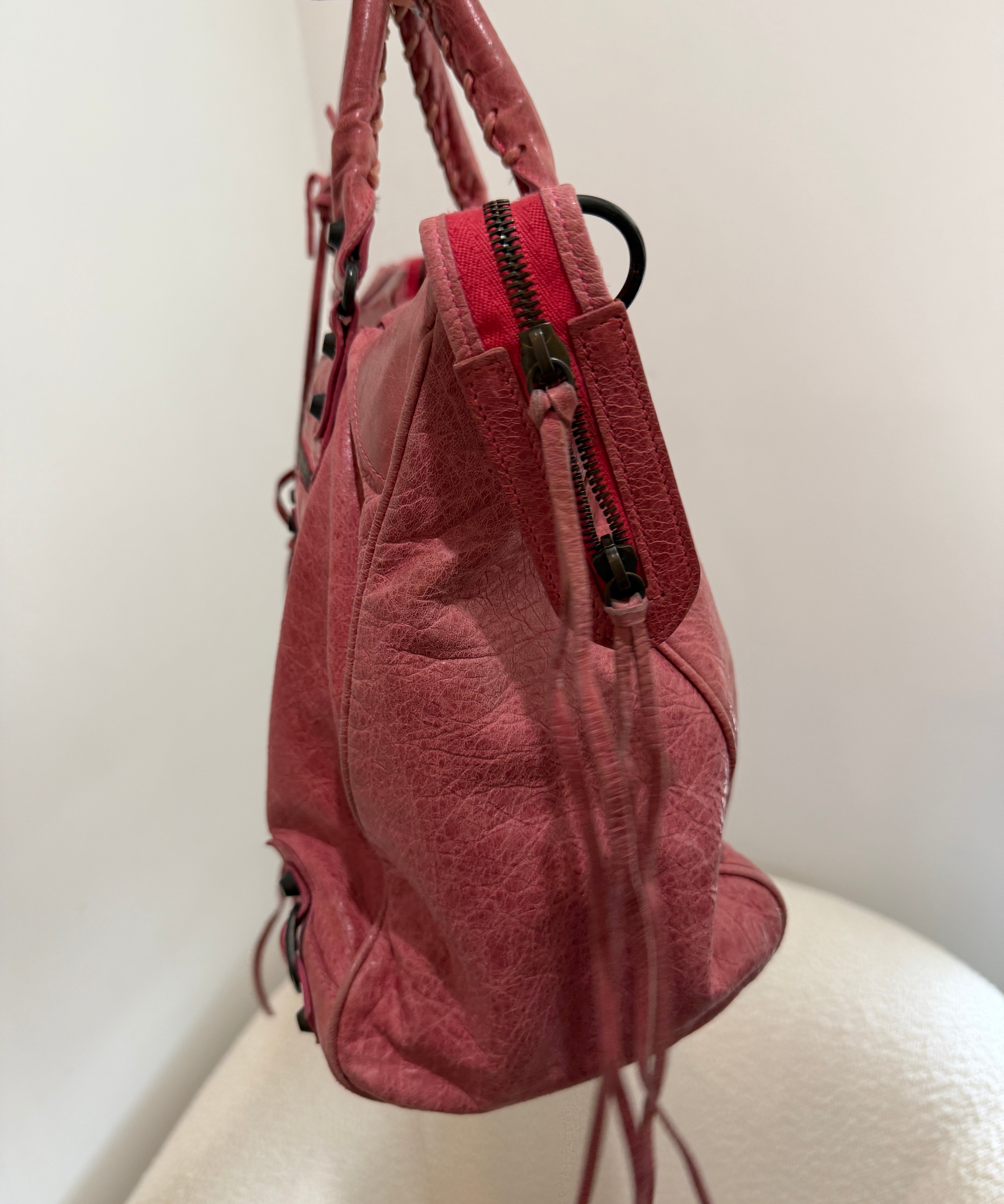 Pink Balenciaga MotoCross City Bag
